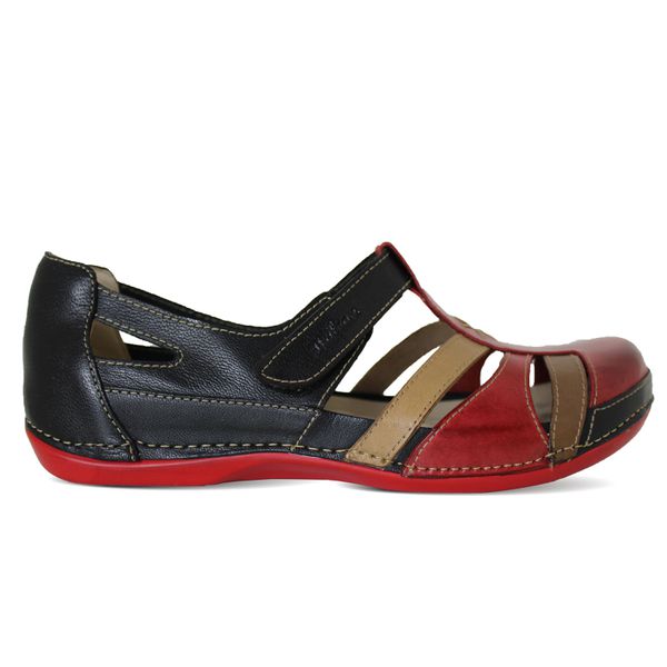 Sandália Feminina Ortopédica de Couro Legítimo e Palmilha Gel - Preto (BE 012)