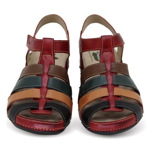 Sandália Feminina Ortopédica de Couro Legítimo e Palmilha Gel - Vermelho (BE 013)
