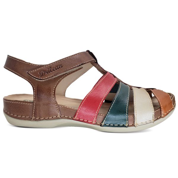Sandália Feminina de Couro Legítimo e Palmilha Gel - Castanho (BE 013)