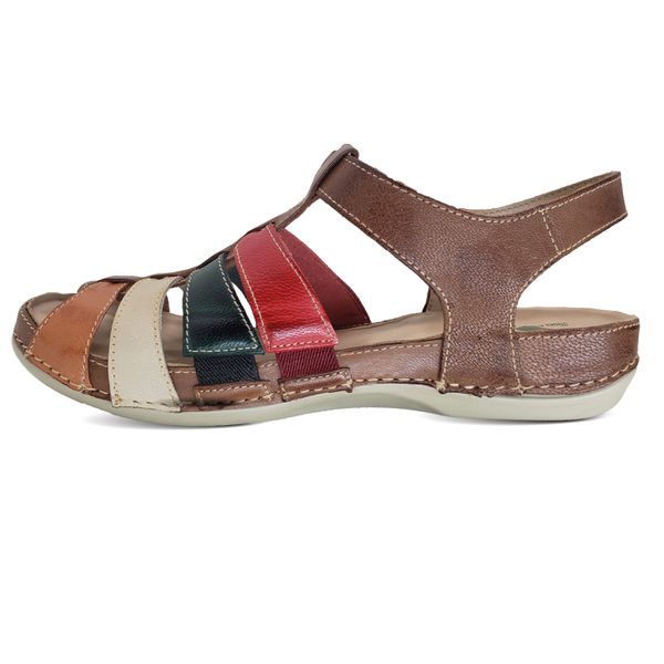 Sandália Feminina de Couro Legítimo e Palmilha Gel - Castanho (BE 013)