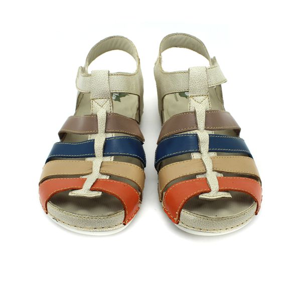 Sandália Feminina de Couro Legítimo com Palmilha em Gel - Off White (BE 013)