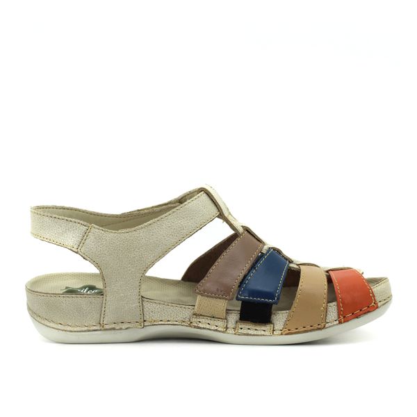 Sandália Feminina de Couro Legítimo com Palmilha em Gel - Off White (BE 013)
