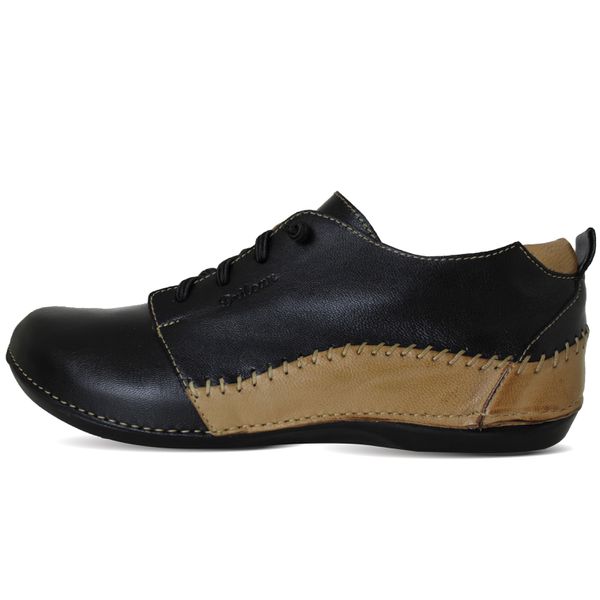 Tênis Feminino Confortável em Couro - Preto/Caramelo (BE 014)