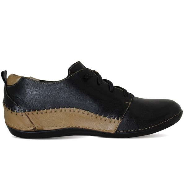 Tênis Feminino Confortável em Couro - Preto/Caramelo (BE 014)