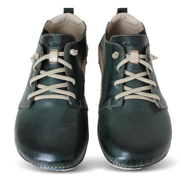 Tênis Feminino Confortável de Cano Médio em Couro - Verde/Off (BE 014)