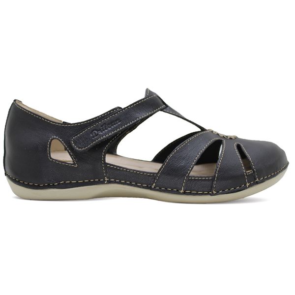 Sandália Feminina Ortopédica de Couro Legítimo e Palmilha Gel - Preto - 33 (BE016) OUTLET