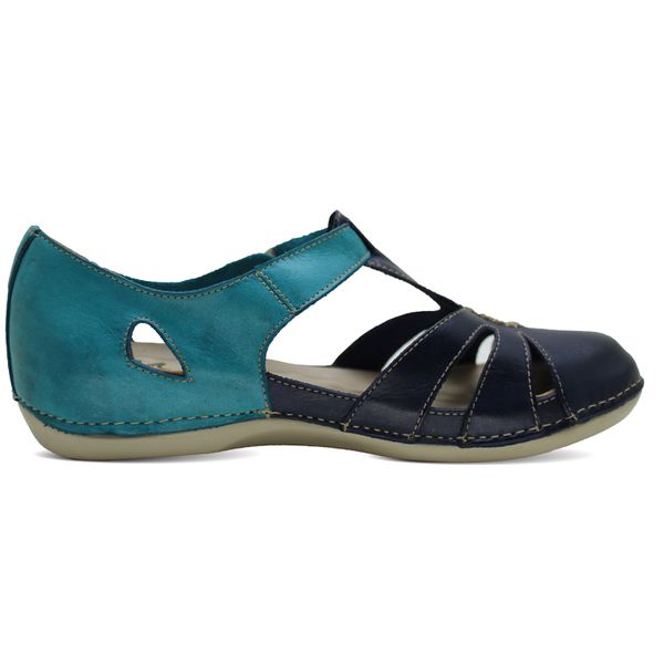 Sandália Feminina Ortopédica de Couro Legítimo e Palmilha Gel - BE 016 Azul/Piscina