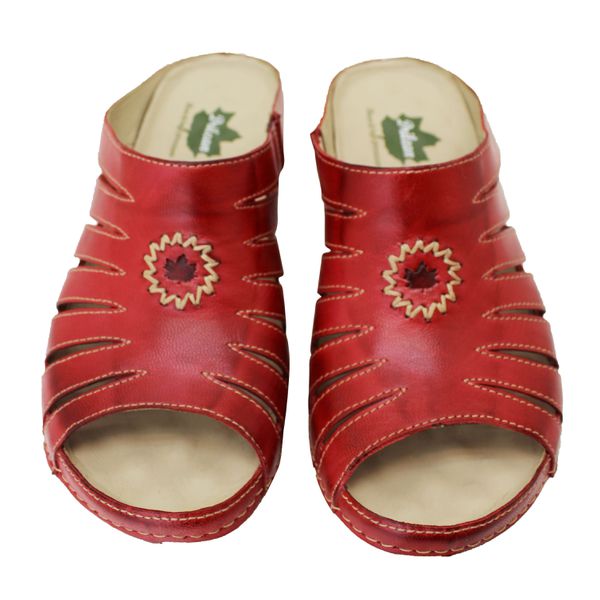 Sandália Feminina de Couro Legítimo e Palmilha em Gel - Vermelho - 35 (BE018) OUTLET