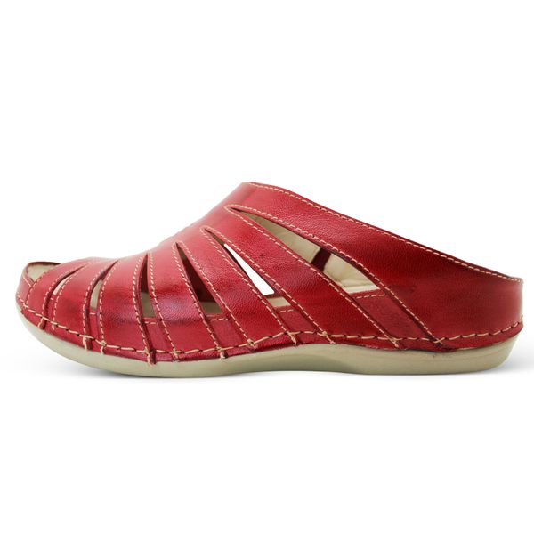 Sandália Feminina de Couro Legítimo e Palmilha em Gel - Vermelho - 35 (BE018) OUTLET