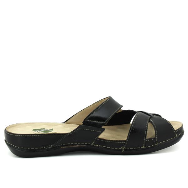 Sandália Feminina Ortopédica Couro Legítimo com Palmilha Gel - Preto (BE 019)