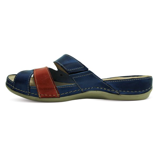 Sandália Feminina de Couro Legítimo e Palmilha Gel - Azul - Coral - 36 (BE019) OUTLET