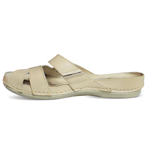 Sandália Feminina de Couro Legítimo e Palmilha Gel - Off White (BE 019)