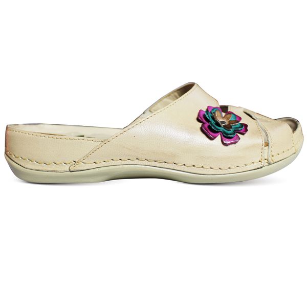 Sandália Feminina de Couro Legítimo e Palmilha Gel - Off White - 36 (BE019) OUTLET