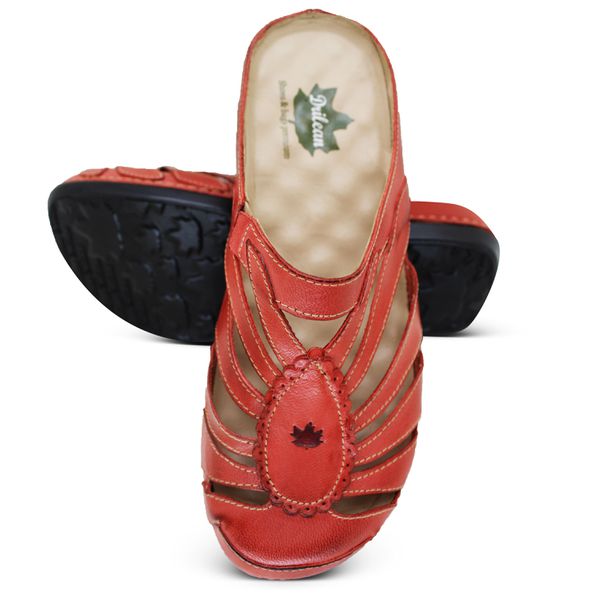 Mule Ortopédico Feminino Couro Legitimo com Palmilha Gel - Goiaba (BE 020)