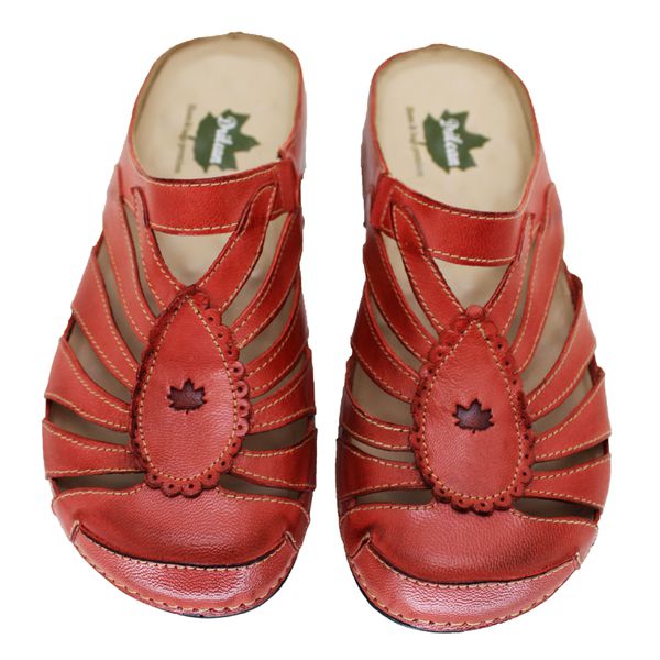 Mule Ortopédico Feminino Couro Legitimo com Palmilha Gel - Coral - 36 (BE020) OUTLET