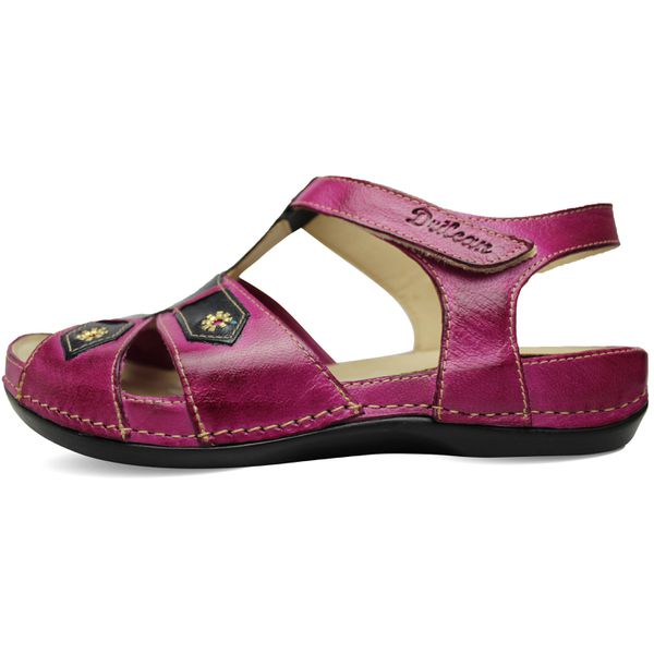 Sandália Feminina de Couro Legítimo e Palmilha Gel - Violeta/Preto (BE 021)