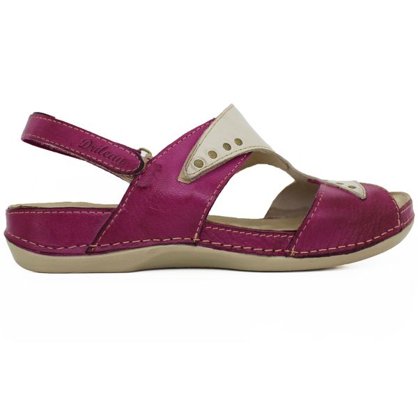 Sandália Feminina de Couro Legítimo e Palmilha em Gel- Violeta/Off White (BE 022)