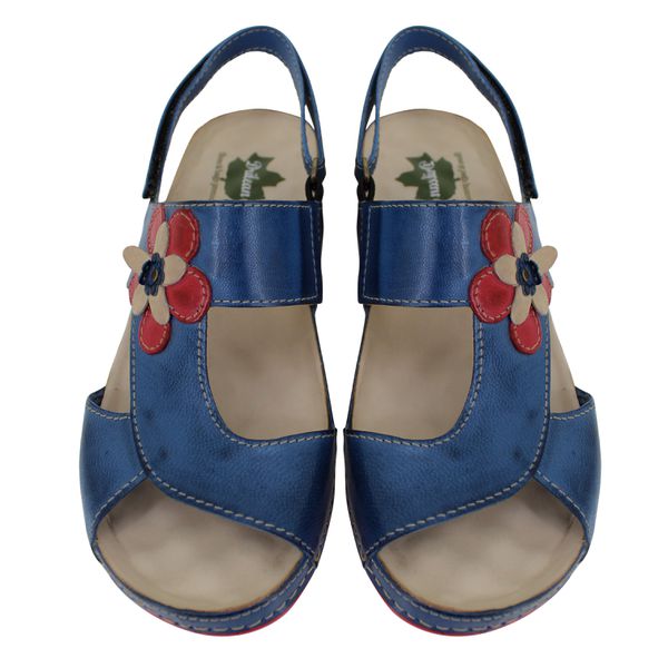 Sandália Feminina Ortopédica de Couro Legítimo e Palmilha Gel - Azul (BE 023)