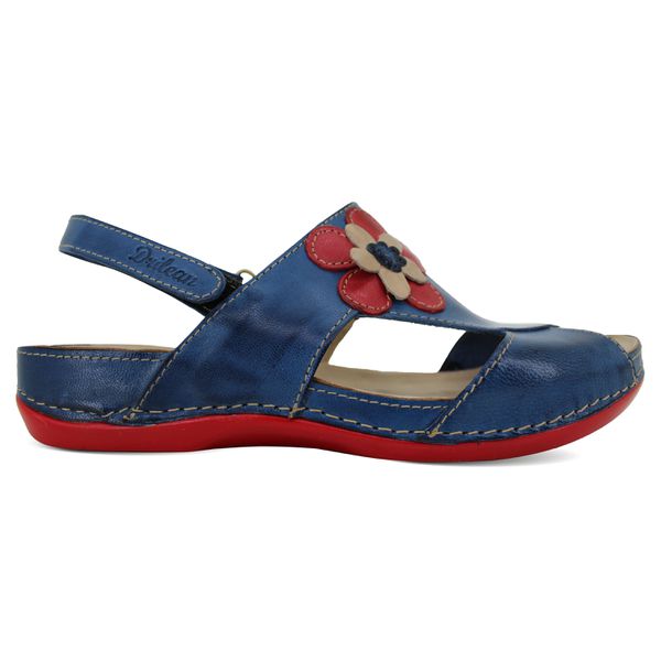 Sandália Feminina Ortopédica de Couro Legítimo e Palmilha Gel - Azul (BE 023)