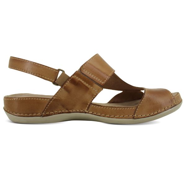 Sandália Feminina Anatômica de Couro Legítmo - Caramelo/Castanho (BE 023)