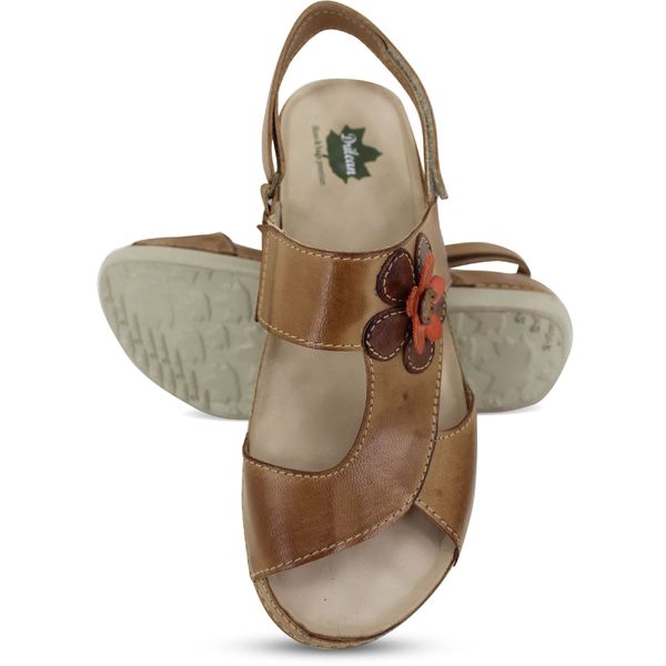 Sandália Feminina Anatômica de Couro Legítmo - Caramelo/Castanho - 36 (BE023) OUTLET