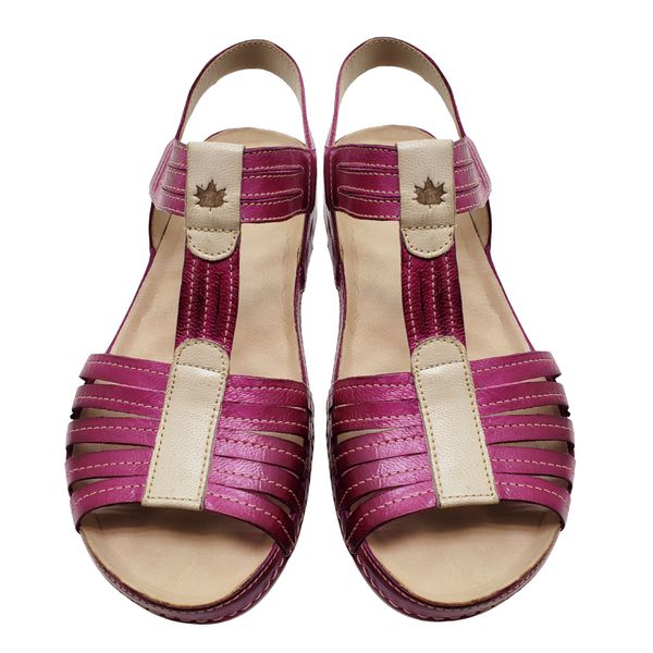 Sandália Feminina Ortopédica de Couro Legítimo e Palmilha Gel - Violeta (BE 025)