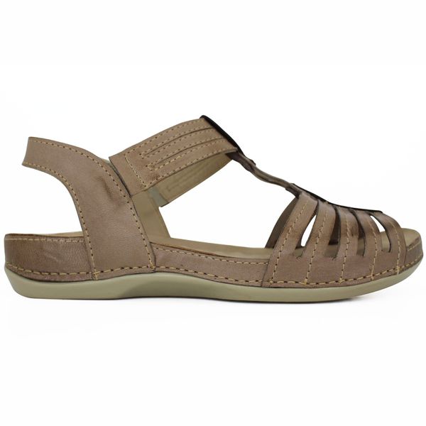 Sandália Feminina de Couro Legítimo e Palmilha em Gel - Fendi/Café (BE 025)