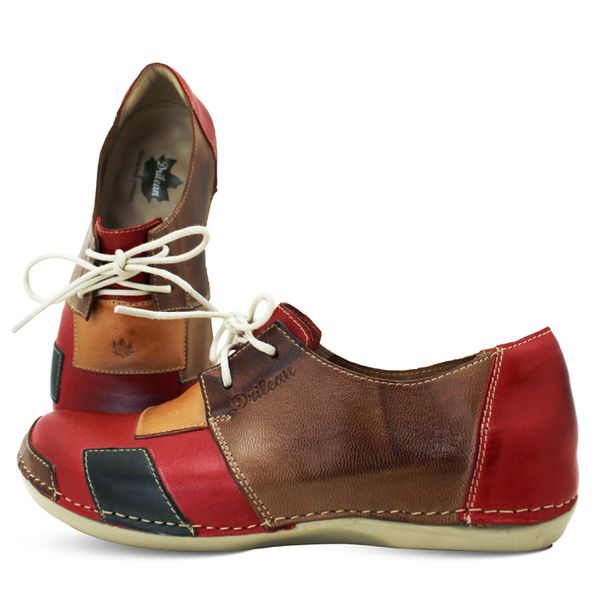 Tênis BE 026 Vermelho - Castanho 100% em couro palmilha em gel