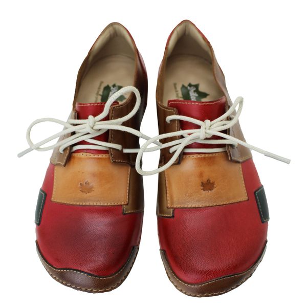 Tênis BE 026 Vermelho - Castanho 100% em couro palmilha em gel