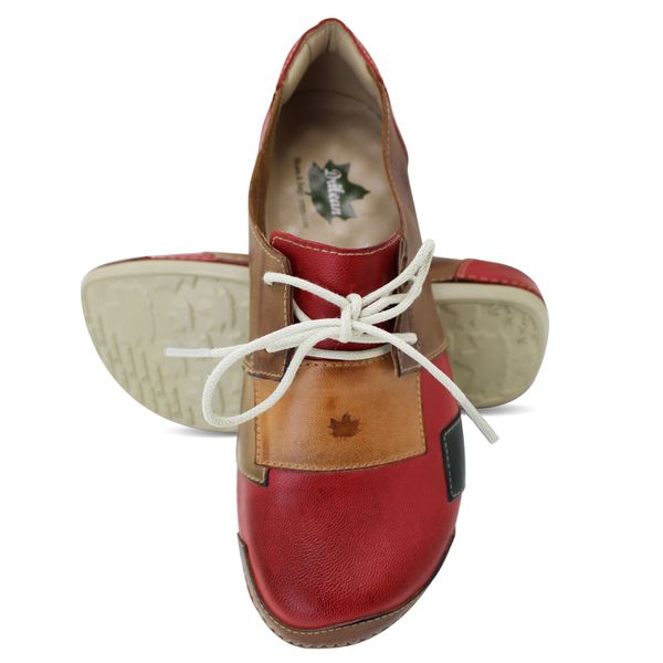 Tênis BE 026 Vermelho - Castanho 100% em couro palmilha em gel