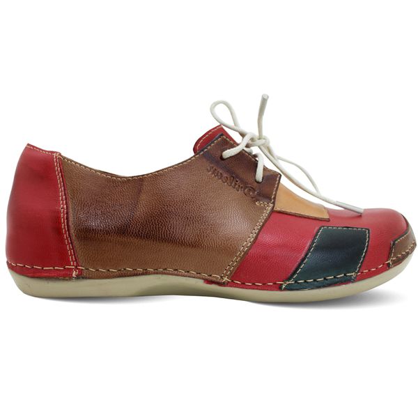 Tênis BE 026 Vermelho - Castanho 100% em couro palmilha em gel