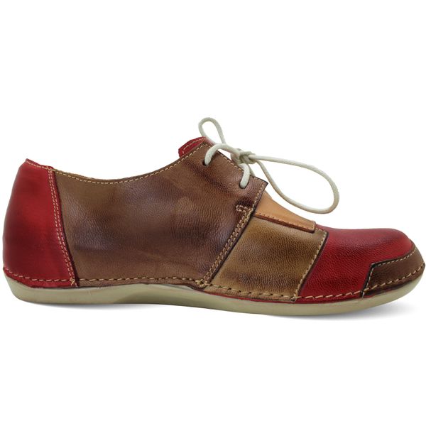 Tênis BE 026 Vermelho - Castanho 100% em couro palmilha em gel