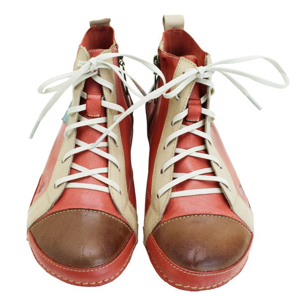 Bota Feminina Anatômica de Couro Legítimo e Palmilha Gel - Goiaba (BE 027)
