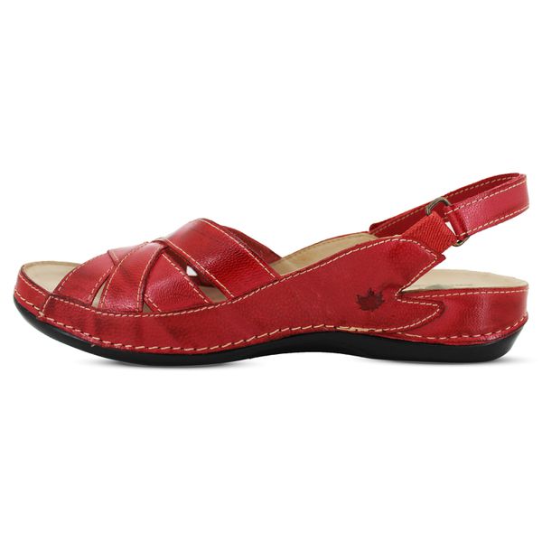 Sandália Feminina Ortopédica de Couro Legítimo e Palmilha Gel - Vermelho - Sola Preta (BE 028)