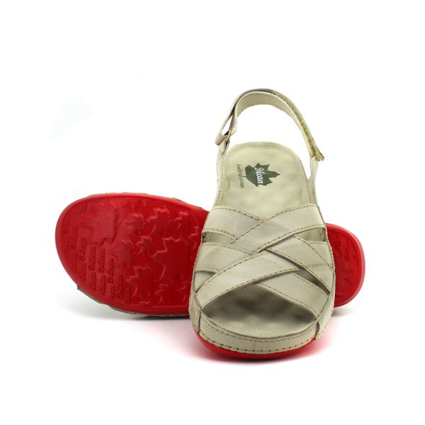 Sandália Feminina de Couro Legítimo e Palmilha Gel - Off White - 36 - 37 (BE028) OUTLET