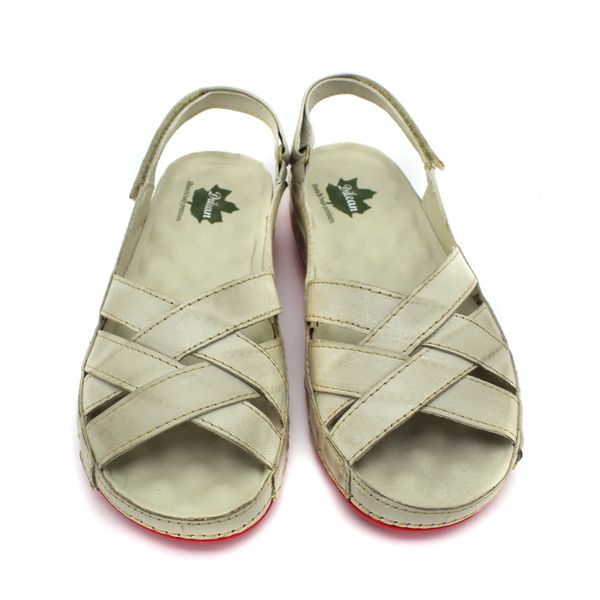 Sandália Feminina de Couro Legítimo e Palmilha Gel - Off White - 36 - 37 (BE028) OUTLET