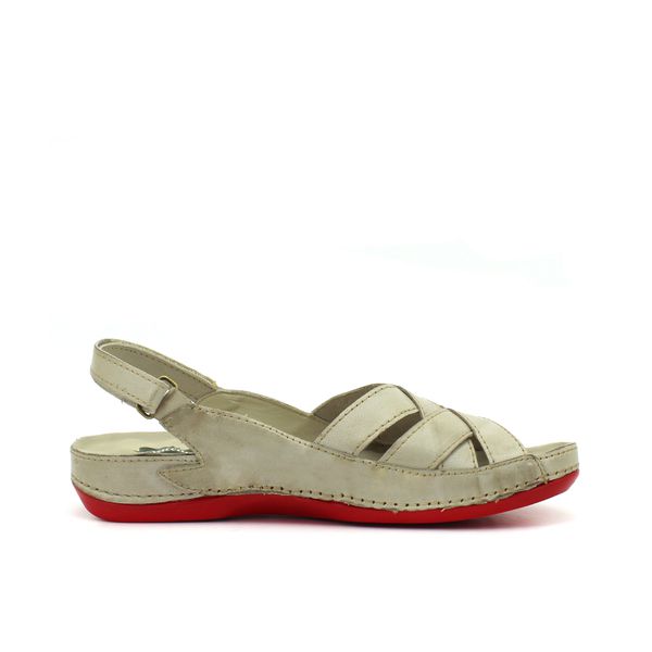 Sandália Feminina de Couro Legítimo e Palmilha Gel - Off White - 36 - 37 (BE028) OUTLET