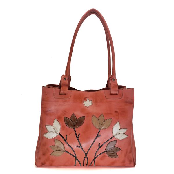 Bolsa BG 002 FLOR Coral 100% em couro - BG002-0461 - Drilean