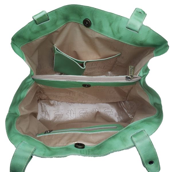 Bolsa BG 002 FLOR Pistache 100% em couro