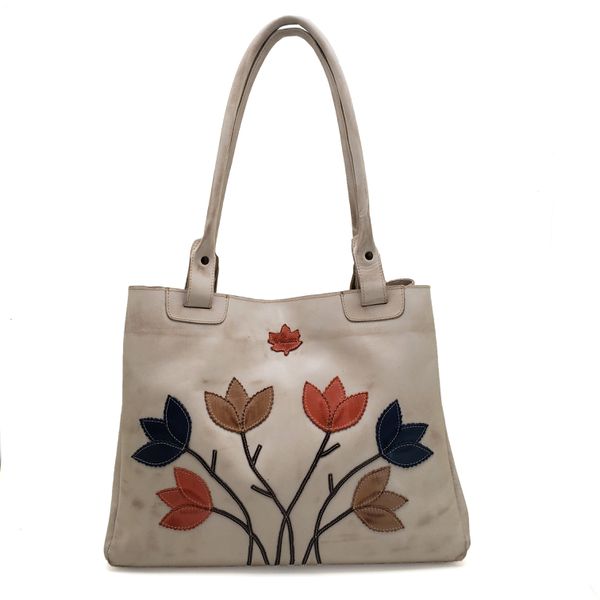 Bolsa BG 002 FLOR Off White 100% em couro - BG002-... - Drilean
