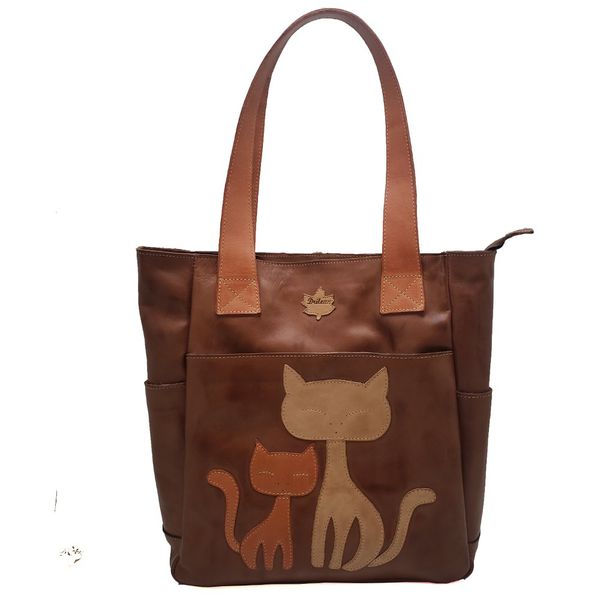 Bolsa BG 004 GATO CASTANHO 100% em couro - BG004-0... - Drilean