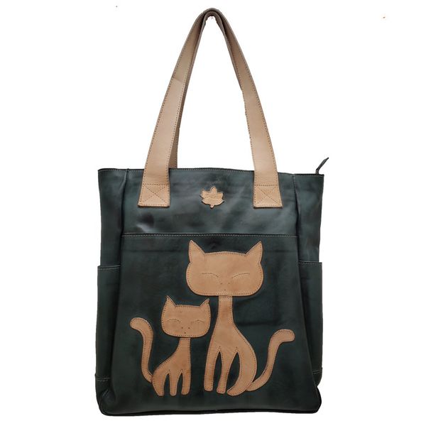 Bolsa BG 004 GATO VERDE 100% em couro - BG004-0516 - Drilean