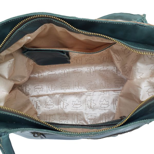 Bolsa BG 009 Verde- Laranja 100% em couro