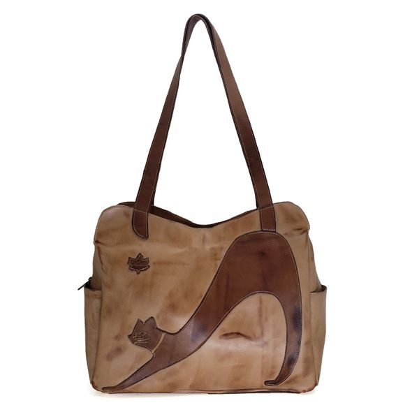 Bolsa BG 011 Gato Preguiçoso Caramelo 100% em cour... - Drilean