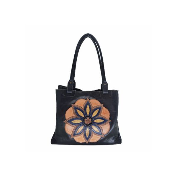 Bolsa BG 014 Mandala Preto 100% em couro - BG014-0... - Drilean