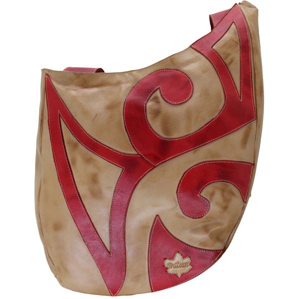 Bolsa BG 029 Castanho - Vermelho 100% em couro - B... - Drilean
