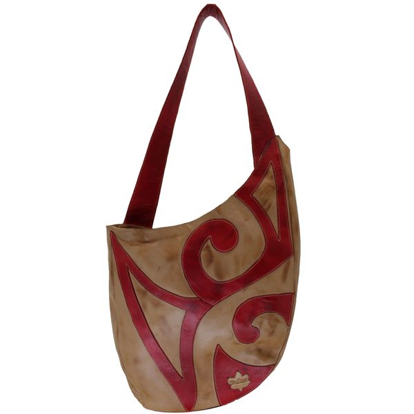 Bolsa BG 029 Castanho - Vermelho 100% em couro