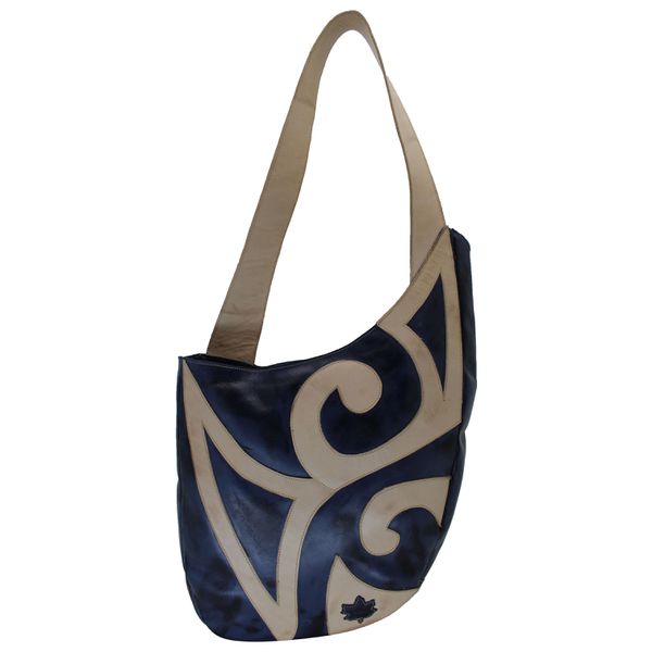 Bolsa BG 029 Azul Off White 100% em couro