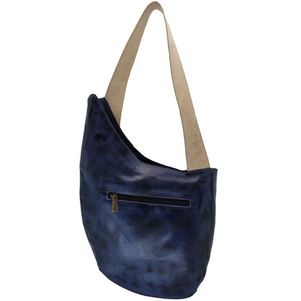 Bolsa BG 029 Azul Off White 100% em couro