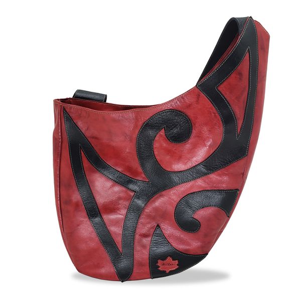 Bolsa BG 029 -Vermelho - Preto 100% couro - BG029-... - Drilean